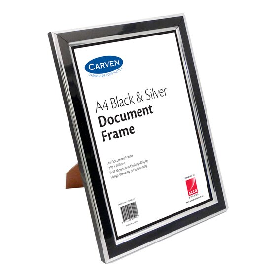 Carven A4 Document Frame – Black & Silver