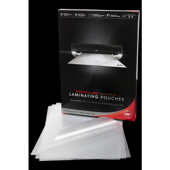 GBC A4 Laminating Pouches 125 Micron – High Speed, Gloss Finish, Pack of 100