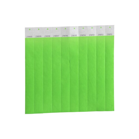 Rexel ID Serial Number Wrist Bands – Fluoro Green, Pack of 100