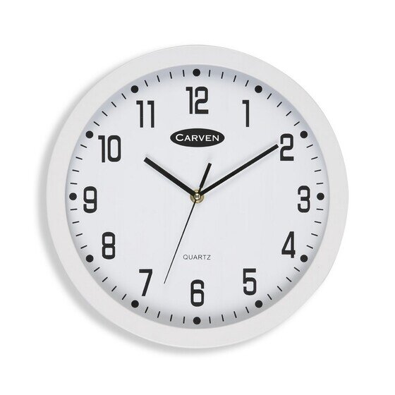 Carven Wall Clock – 300mm White Frame | Large Dial for Easy Reading