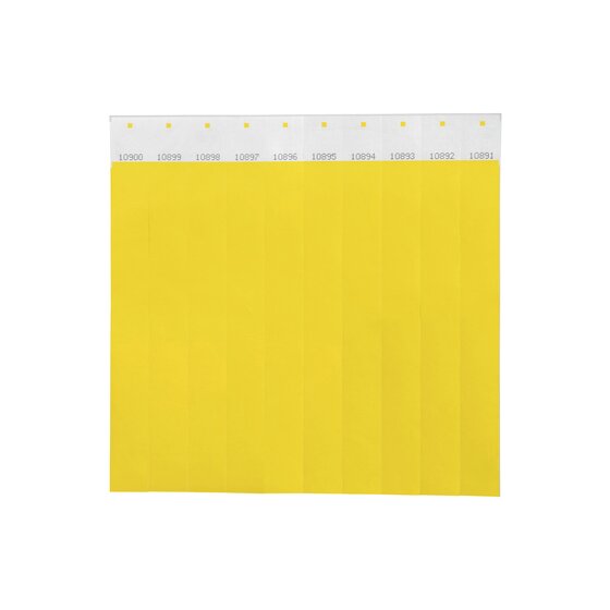 REXEL ID Serial Number Wrist Bands – Fluoro Yellow, Pack of 100 | Waterproof Tyvek Event Wristbands