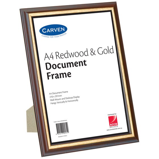 Carven Document Frame – Redwood & Gold, A4