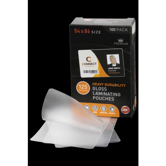 GBC Laminating Pouches 54 x 86 mm — 125 Micron Gloss, Pack of 100