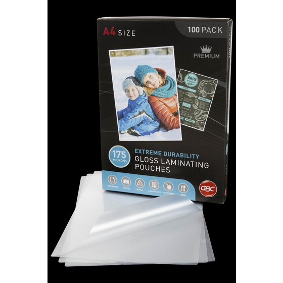 GBC Laminating Pouches A4, 175 Micron Gloss Finish, Pack of 100