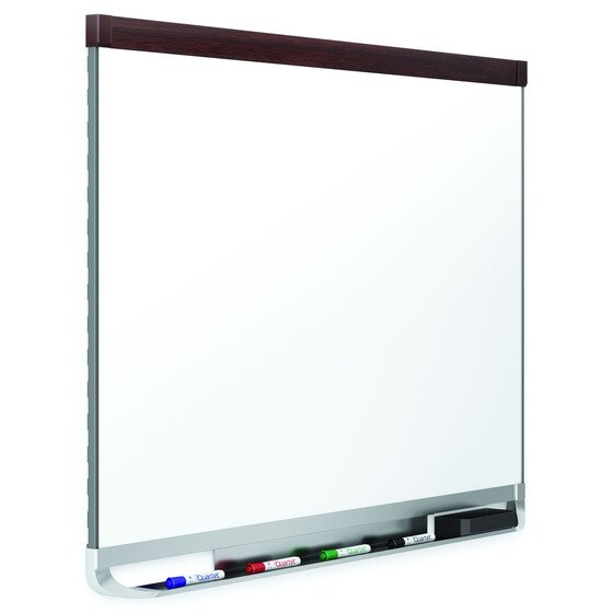 Quartet Prestige Porcelain Whiteboard – 635 x 895 mm – Mahogany Frame