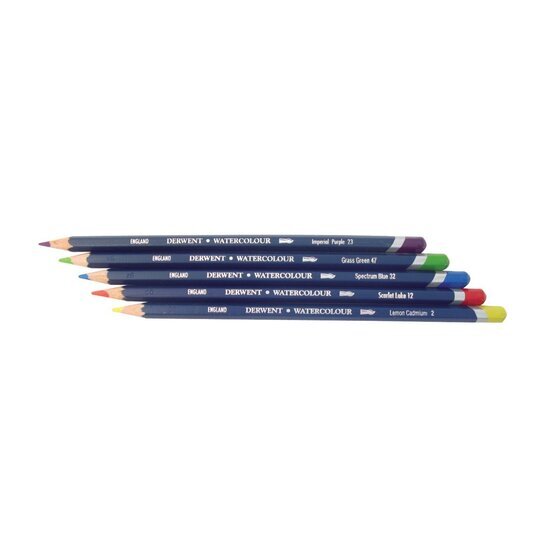 Derwent Watercolour Pencil Tin – 12 Colours, Hexagonal Barrel, Cedar Wood