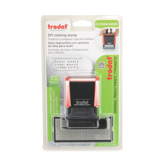 Trodat 4911 Printy DIY Textile Stamp – Customisable, Wash-Resistant to 90°C, Skin-Friendly Ink