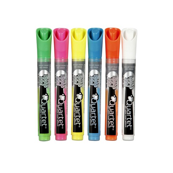 Quartet LED & Glass Neon Markers – Assorted Pack of 6