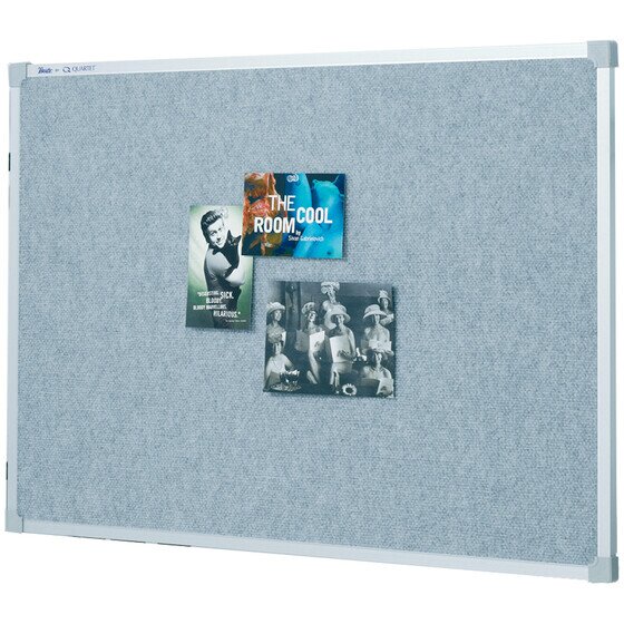 QUARTET Bulletin Board Fabric 900x1200mm Silver – Aluminium Frame