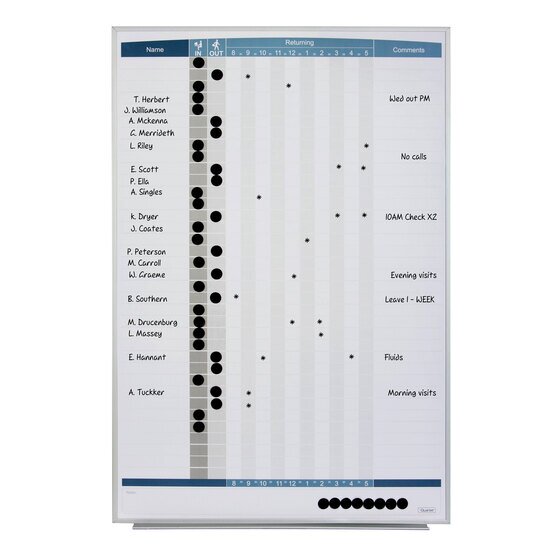 Quartet Planner Board Matrix In/Out – 580 x 865 mm