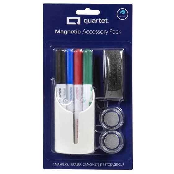 Quartet Magnetic Accessory Cup with Markers & Eraser