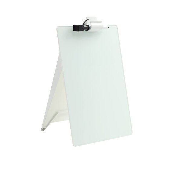 Quartet Glass Desktop Easel | Frameless Dry-Erase Board 215 × 300 mm