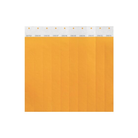 REXEL ID Serial Number Wrist Bands – Fluoro Orange, Pack of 100 | Waterproof Tyvek Event Wristbands