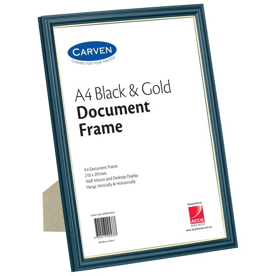 Carven Document Frame Black & Gold – A4