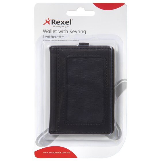 REXEL ID Wallet with Key Ring – PU Leatherette Finish