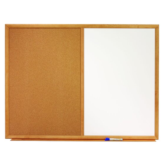 Quartet Combo Board – Oak Frame, 600 x 900mm Dry-Erase & Cork Noticeboard