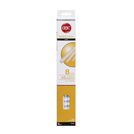 GBC Binding Comb 8mm White – Pack of 25