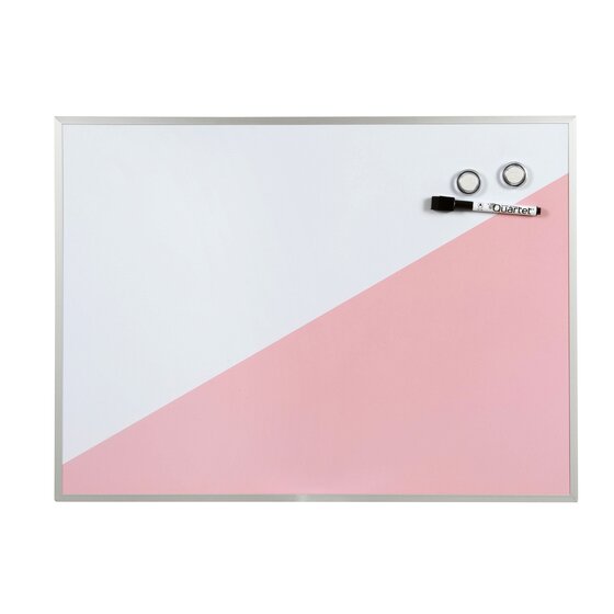 Quartet Geo Whiteboard Pink 430 x 580 mm – Magnetic Dry-Erase Board with Wood Frame