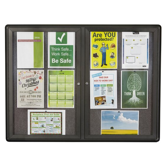 Quartet Enclosed Fabric Notice Board 900 x 1200mm | 2-Door Cabinet