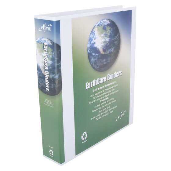 Earthcare Insert Binder A4 3D Ring 40mm White – 70% Recycled, VOC-Free