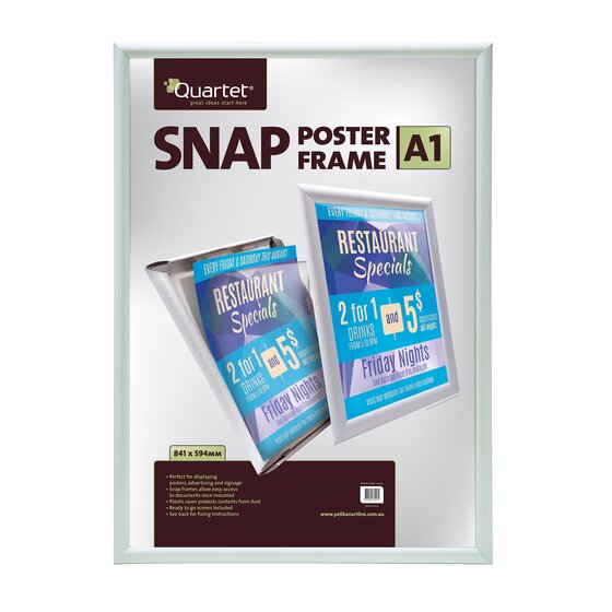 Quartet A1 Snap Frame Display Board – 25mm Aluminium with Dust Cover
