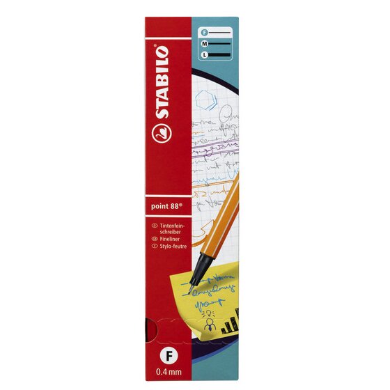 Stabilo Point 88 Fineliner Red – Box of 10 (0.4mm)