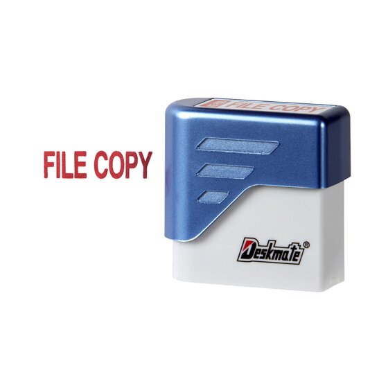 DESKMATE Pre-Inked Office Stamp – File Copy – Red Ink