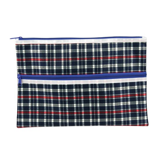 Celco Tartan Pencil Case – 375mm x 264mm, Dual Zip