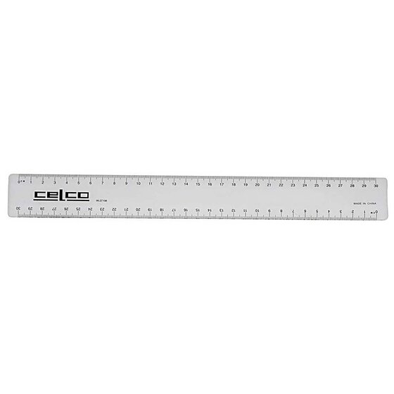 Celco 30cm Metric Ruler – Box of 50 (Clear, cm & mm Markings)