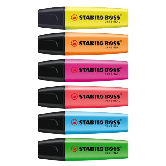 Stabilo Boss Highlighter – Assorted Colours – Wallet of 6