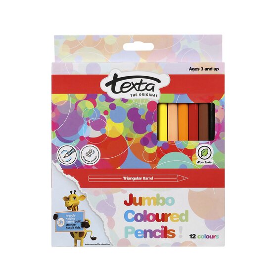 Texta Jumbo Triangular Coloured Pencils – Assorted Pack of 12