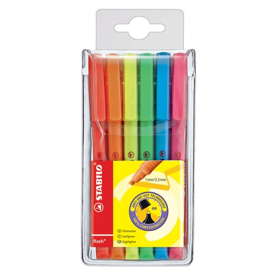 Stabilo Flash Highlighter Assorted – Wallet Pack of 6