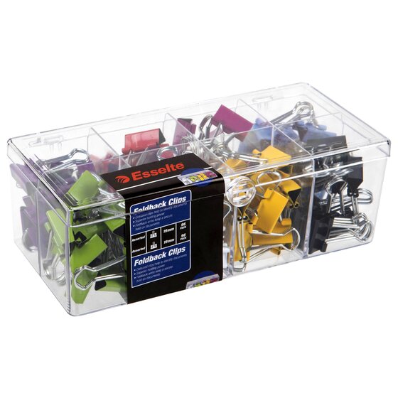 CELCO Foldback Clips 19mm – Box of 96 Assorted Colours | Spring Steel Grip