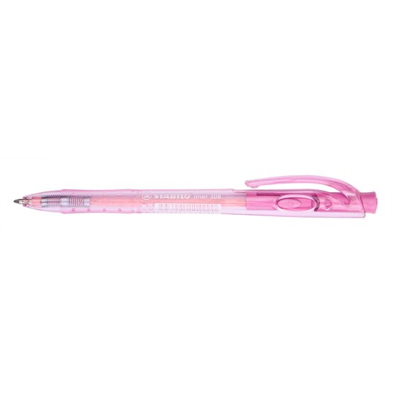 Stabilo 308 Liner Retractable Ballpoint Pen – Medium Pink | Box of 10