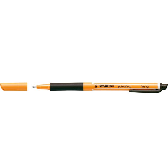 STABILO Point Visco Rollerball Pen – Black Ink, 0.5mm Line Width – Box of 10