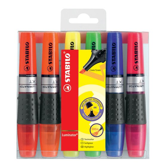 Stabilo Luminator H/L Highlighter – Assorted 6-Pack Wallet with Liquid Ink System