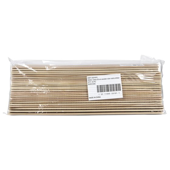 CELCO 30cm Wood Metric Drilled Ruler – Classroom & Office