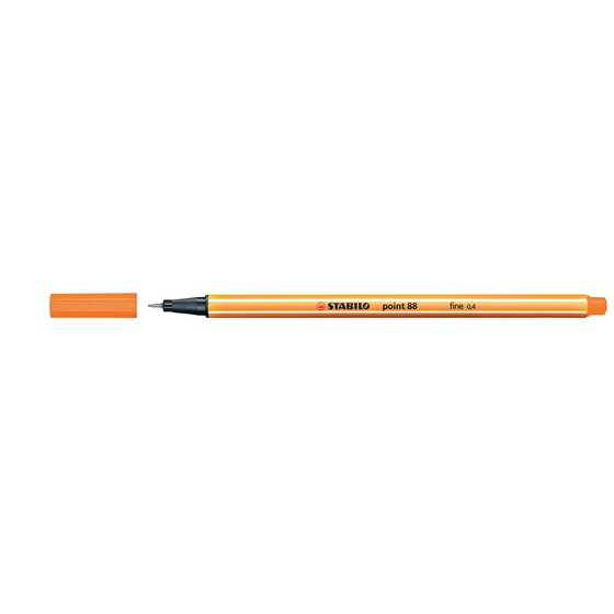 STABILO Point 88 Fineliner Pen – Orange, 0.4mm Metal Tip, Box of 10