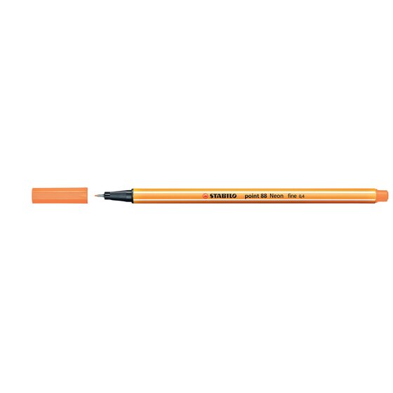 Stabilo Point 88 Fineliner – Neon Orange | 0.4mm Metal Tip | Box of 10