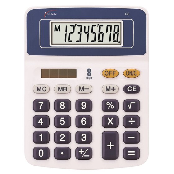 Jastek Compact Calculator – Blue | 8-Digit Display, Dual Power