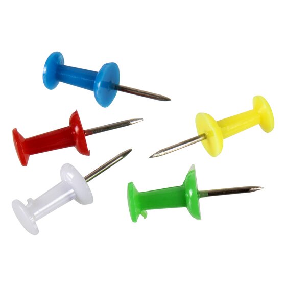 Esselte Push Pins – Assorted Colours, 200 Pack with Resealable Tub