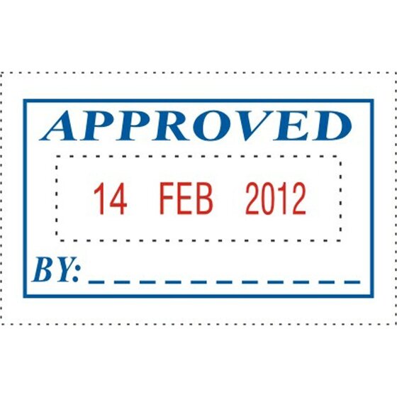 DESKMATE Self-Inking Dater Stamp – Approved & Date, Blue/Red Ink