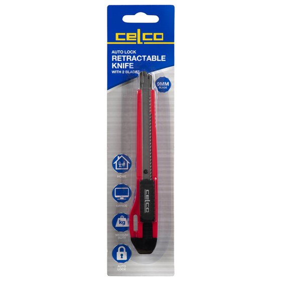 CELCO Medium Weight Auto Lock Knife – 9mm Blade, Snap-Off Refills | Office & Classroom