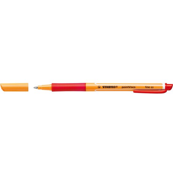 STABILO Point Visco Rollerball Pen – Red, 0.5mm Line Width, Box of 10