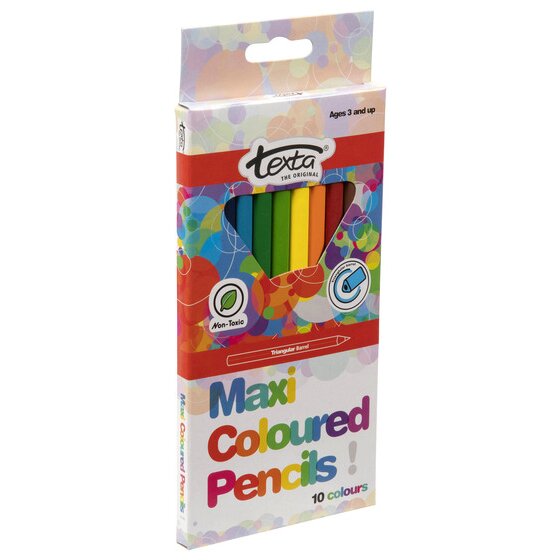 Texta Maxi Triangular Coloured Pencils – Pack of 10 Assorted Colours