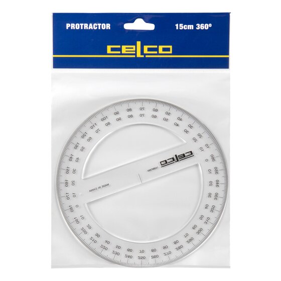 Celco Protractor 15cm 360° – Full Circle Angle Measurement for Classroom & Office