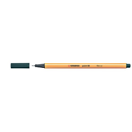 STABILO Point 88 Fineliner – Olive Green | 0.4mm Metal Tip, No Smear