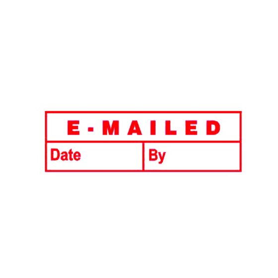 DESKMATE Pre-Inked Office Stamp – EMAILED (Date & By) Red Ink