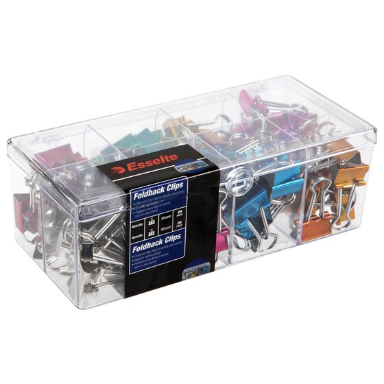 CELCO Foldback Clips Metallic 19mm – Box of 96 | Spring Steel Paper Clips for Office & School