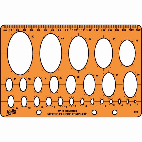 Helix Ellipse Template – 26 Sizes, Bevelled Edge, Ringbinder Holes